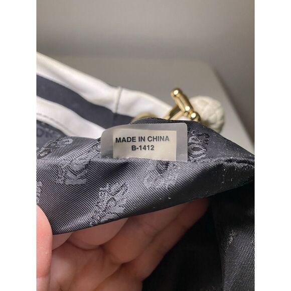 Michael Kors Marina Black White Striped Canvas Anchor Tote Shoulder Bag - Picture 10 of 16